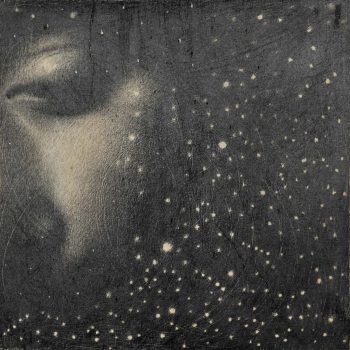 26. Omar Galliani, NELLA COSTELLAZIONE DI ORIONE, 2024, matita su tavola, 30×30 cm